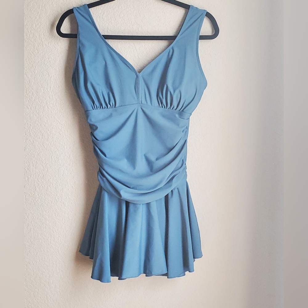 Blue V-Neck Swimsuit